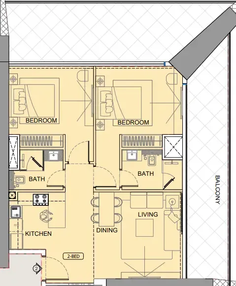 One by Binghatti 2 bed floor plan, 1,598 sqft
