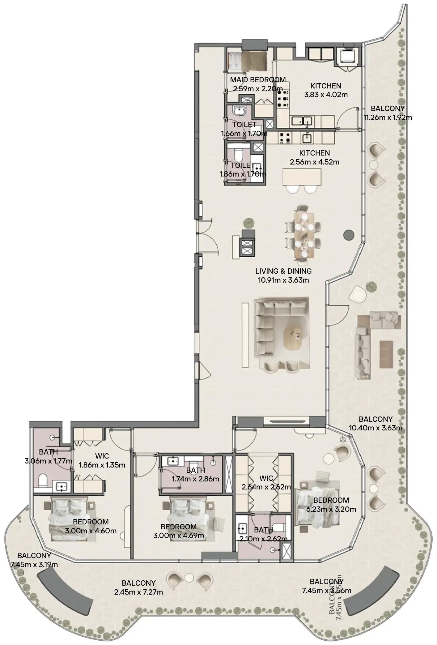 Mirasol II 3 bed floor plan, 3,742 sqft