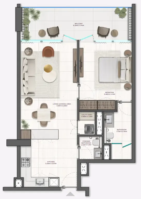 Derby Heights by AMIS 1 bed floor plan, 794 sqft