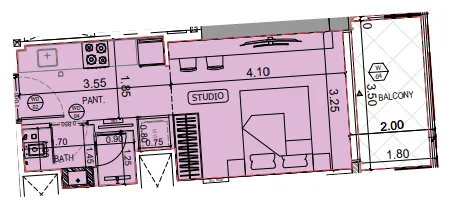 Binghatti Hillside Studio floor plan, 359 sqft