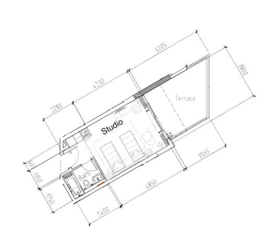 Damac Hills 2 - Hotel Edge by Rotana Studio floor plan, 463 sqft