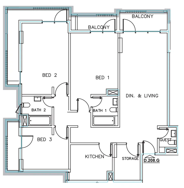 Janayen Avenue 3 bed floor plan, 1,829 sqft