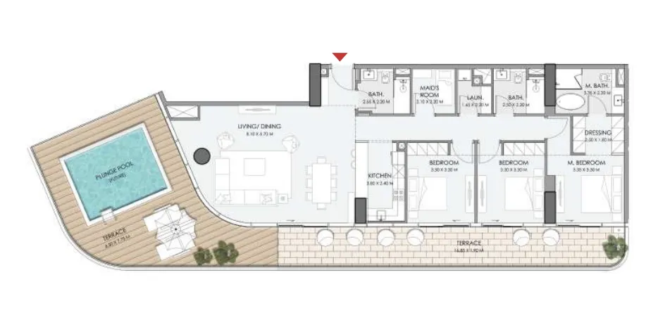 Do Hotels and Residences 3 bed floor plan, 2,577 sqft
