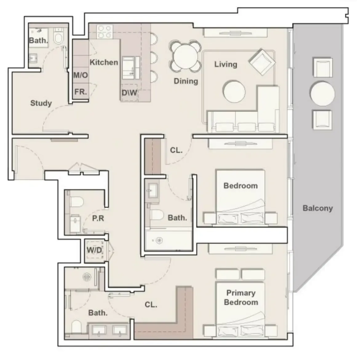 Eltiera Views 2 bed floor plan, 1,405 sqft