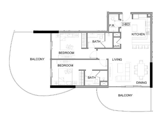Damac Lagoons Views Phase 2 2 bed floor plan, 1,512 sqft