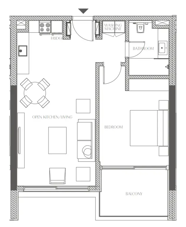 Creekside Residence 1 bed floor plan, 771 – 801 sqft