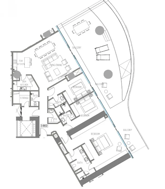 Damac Casa 3 bed floor plan, 2,997 sqft