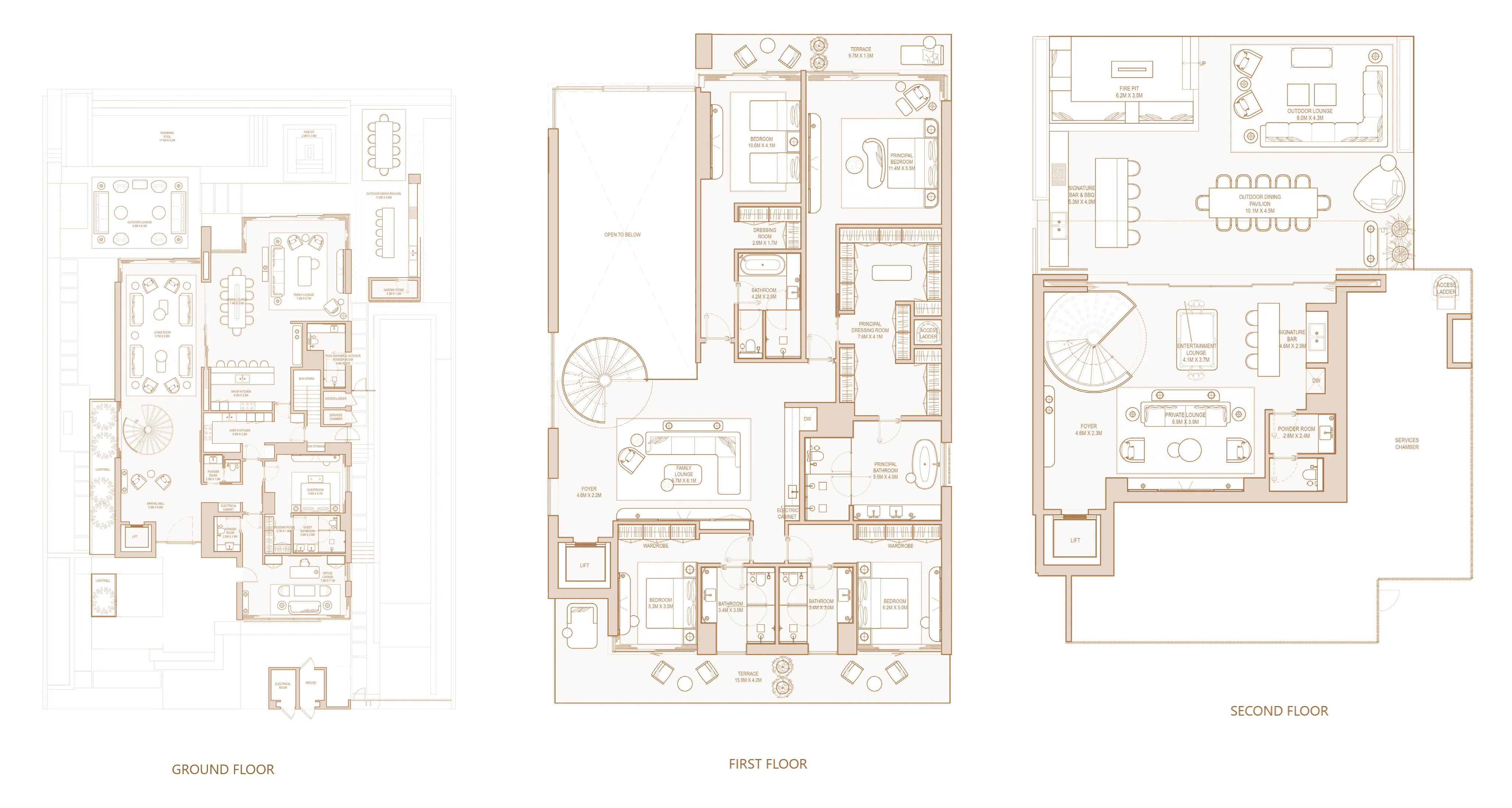 Four Seasons Private Residences Abu Dhabi at Saadiyat Beach 5 bed floor plan, 17,596 sqft