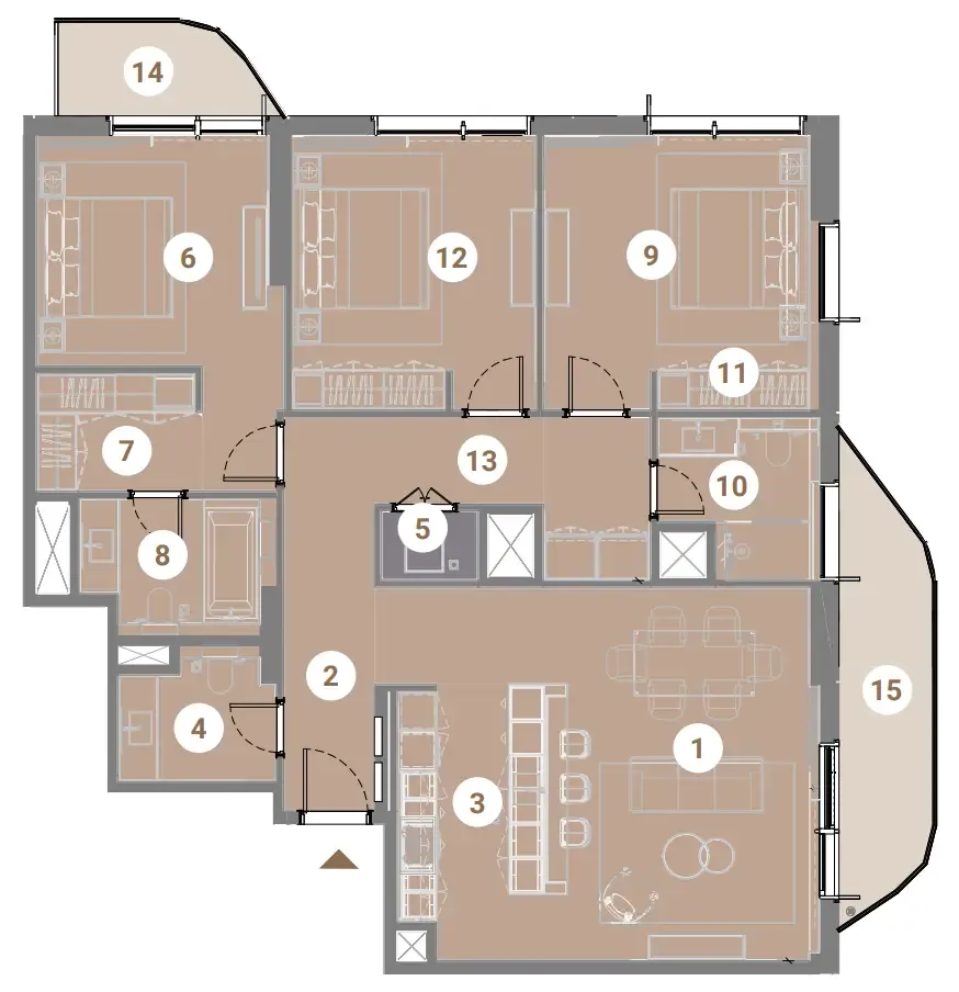 Takaya 3 bed floor plan, 1,687 sqft