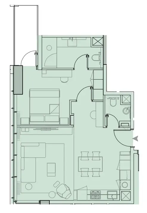 Wynwood Horizon 1 bed floor plan, 734 sqft
