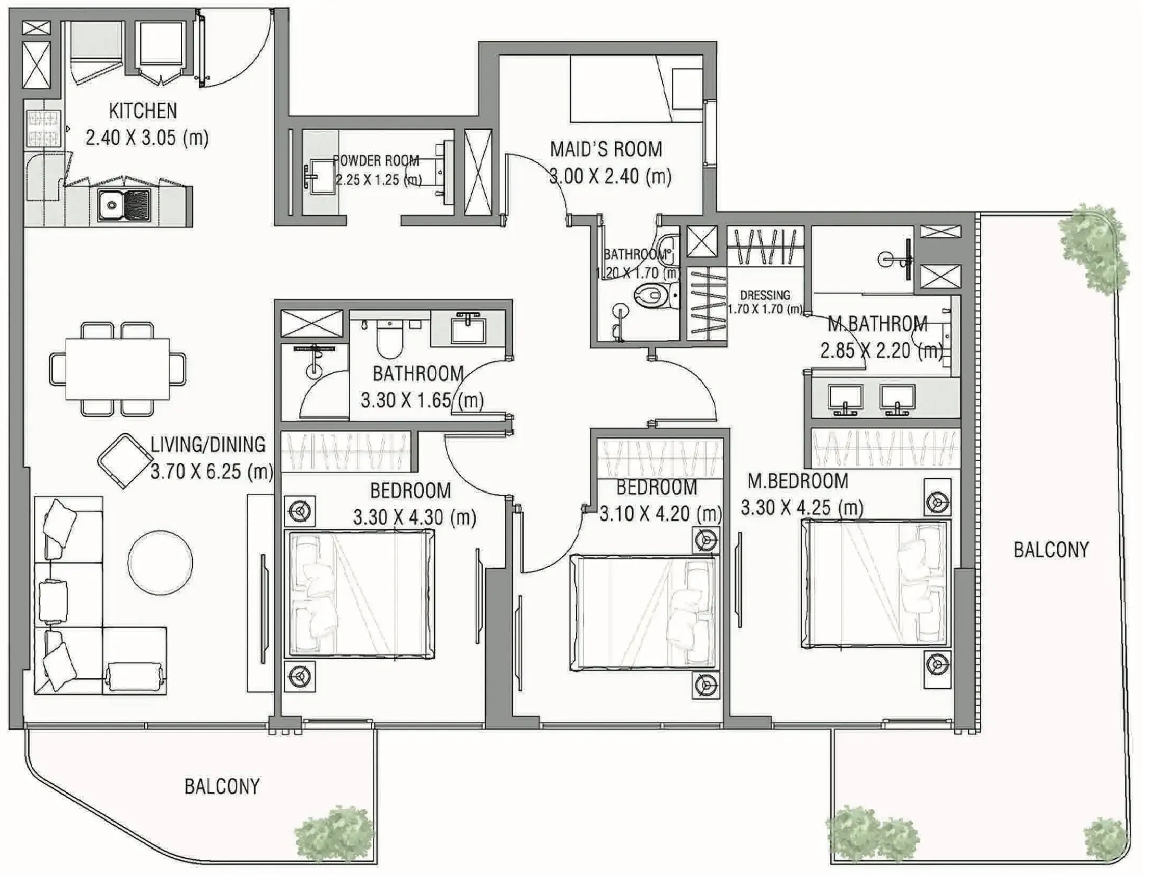 Ayamore Residence 3 bed floor plan, 2,854 sqft
