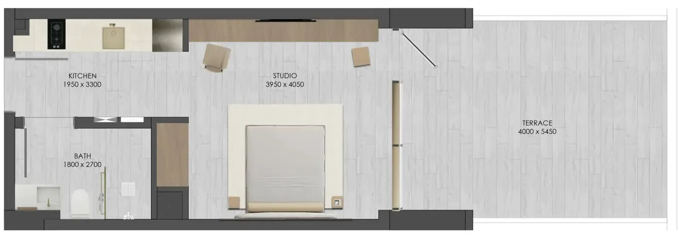 JAD 288 Studio floor plan, 575 sqft
