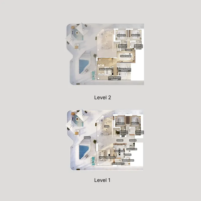 Nikki Beach Residences 5 bed floor plan, 8,269 – 8,463 sqft