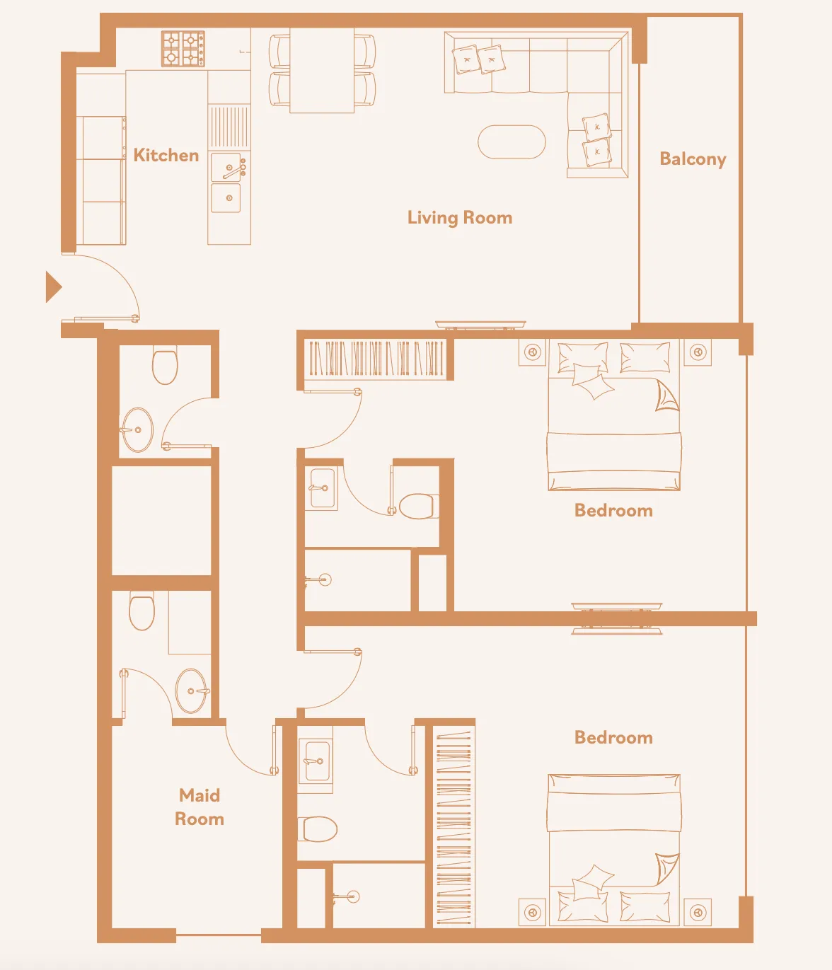 Luma Park Views 2 bed floor plan, 1,243 sqft