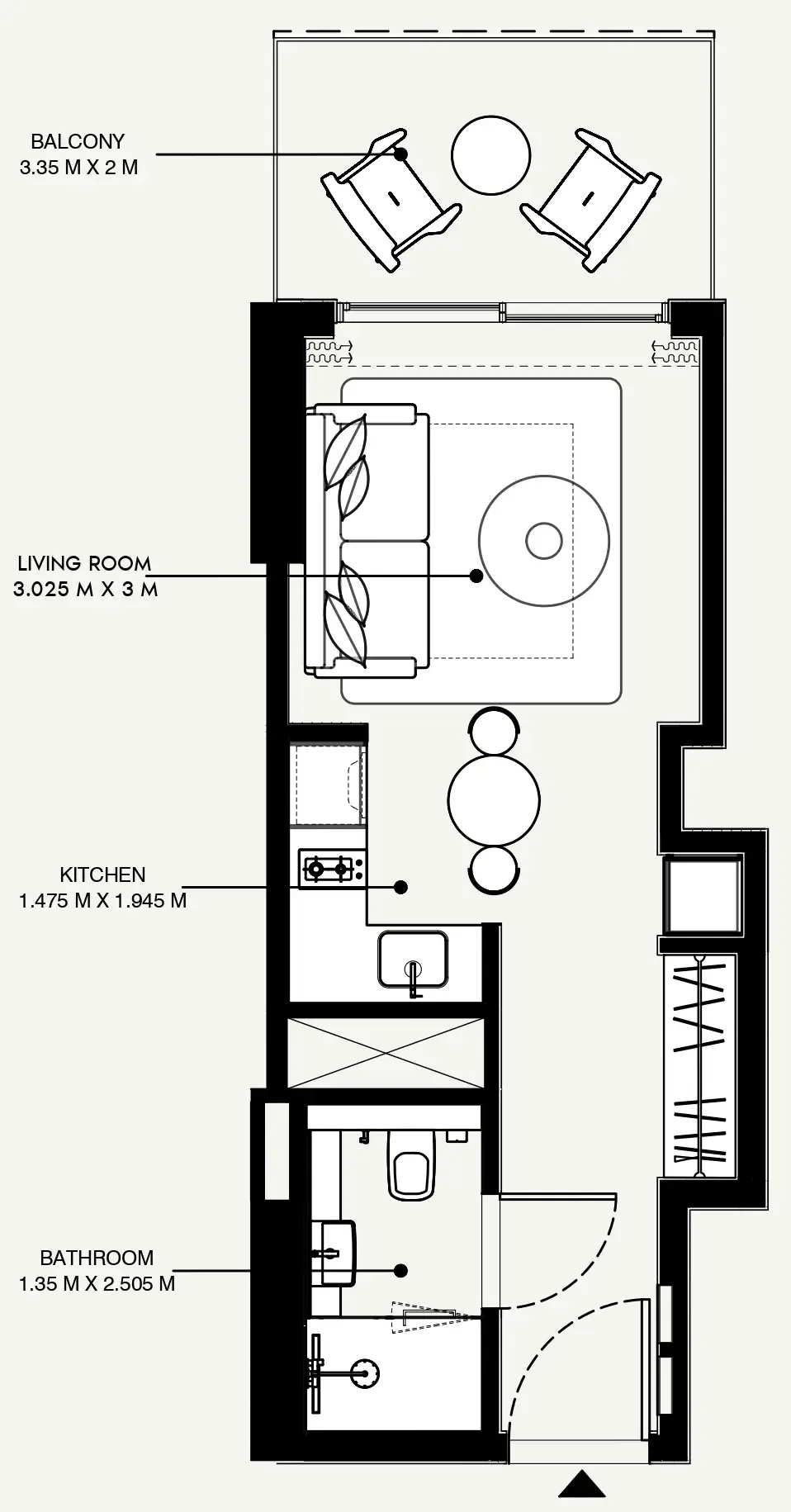 Azizi Venice Studio floor plan, 361 sqft