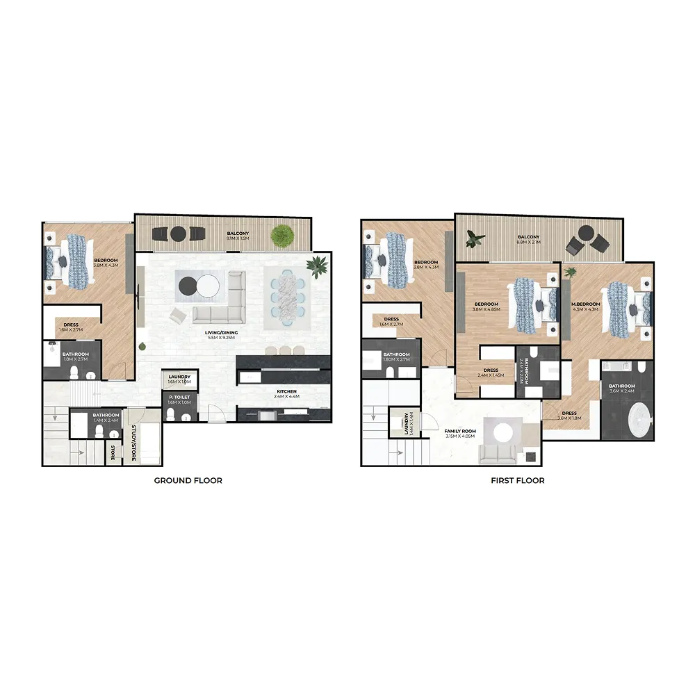 Hatimi Residences 4 bed floor plan, 3,242 sqft