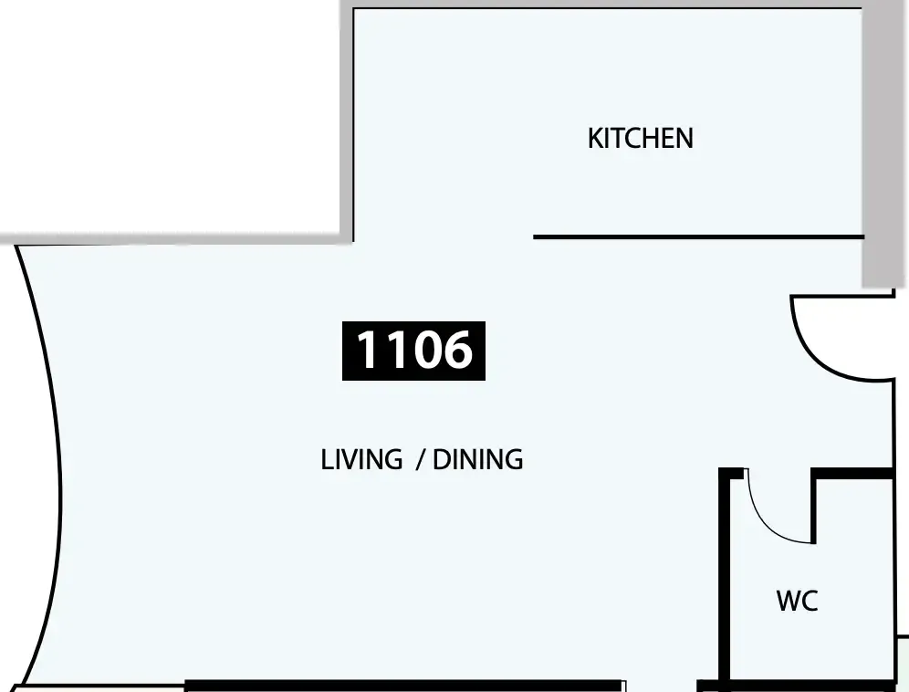 Paradise View 1 1 bed floor plan, 896 sqft