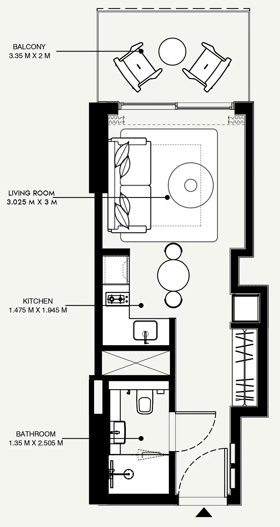 Azizi Venice Studio floor plan, 381 sqft