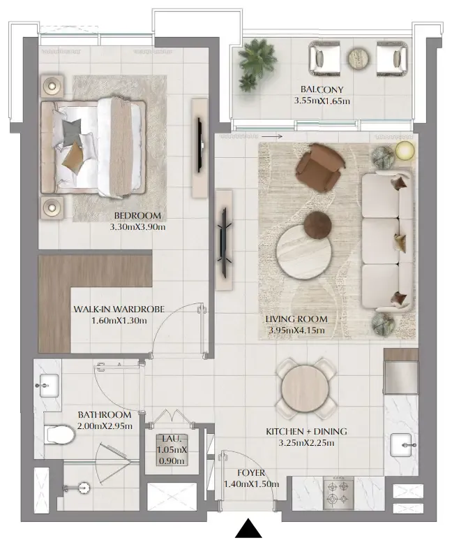 Terra Woods 1 bed floor plan, 764 sqft
