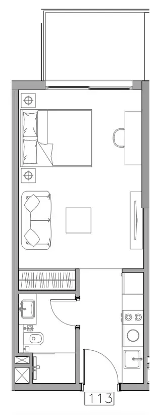 Trevino Studio floor plan, 394 sqft