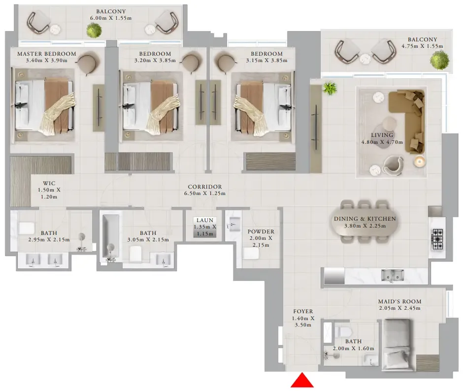 Valo 3 bed floor plan, 1,810 sqft