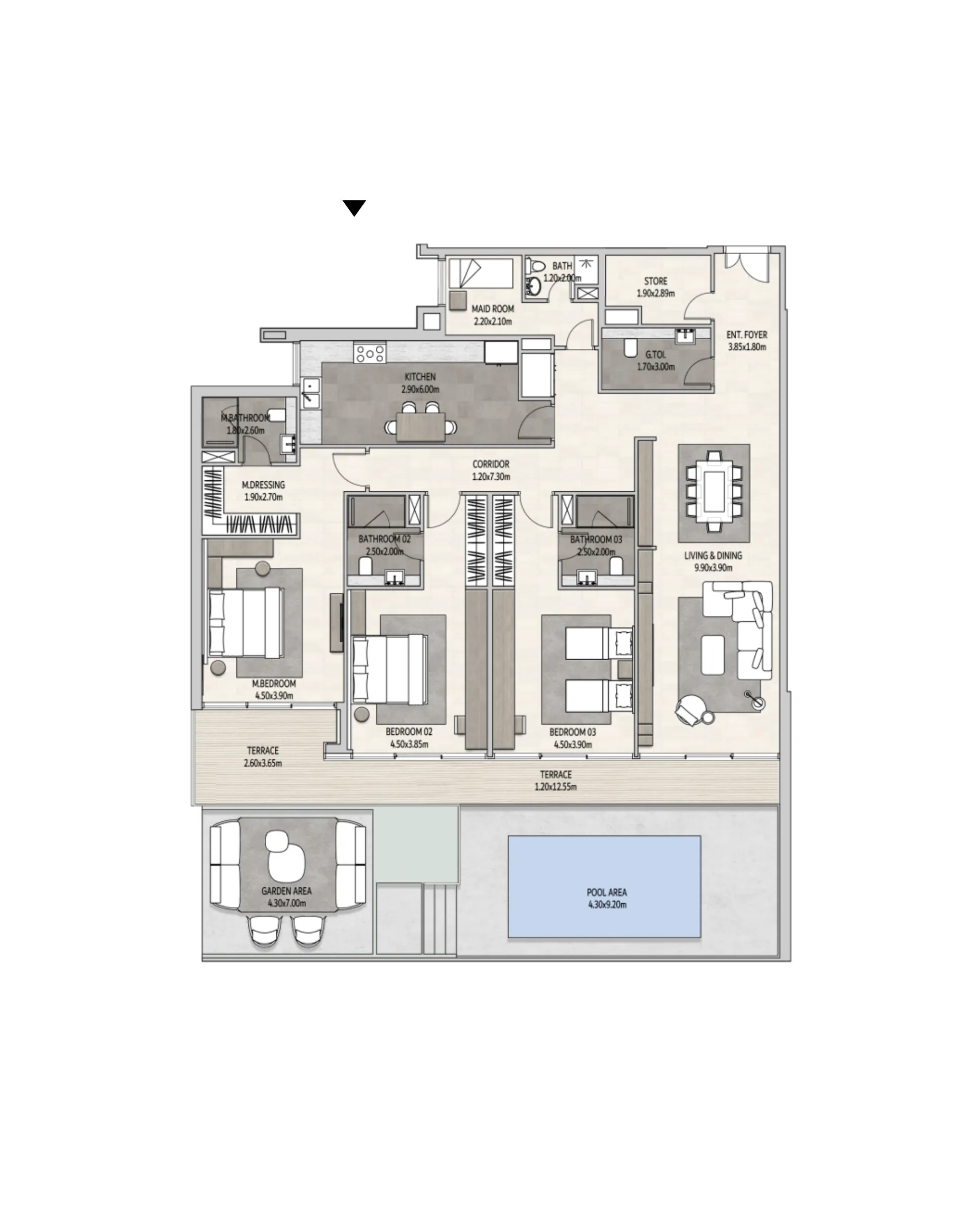 Vista Del Mar 3 bed floor plan, 4,098 sqft