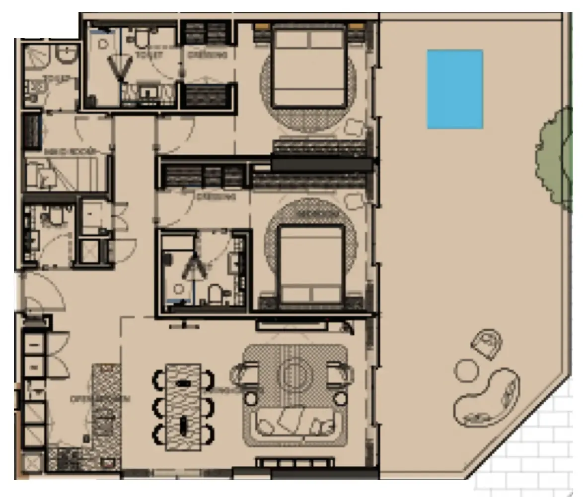 Sunset Bay Grand 2 bed floor plan, 1,770 sqft
