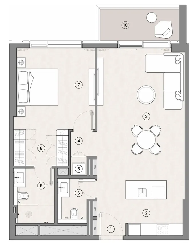 Tara Park 1 bed floor plan, 877 – 983 sqft