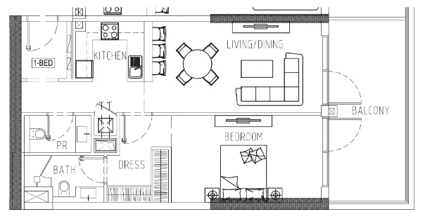 Damac Riverside Views 1 bed floor plan, 946 sqft