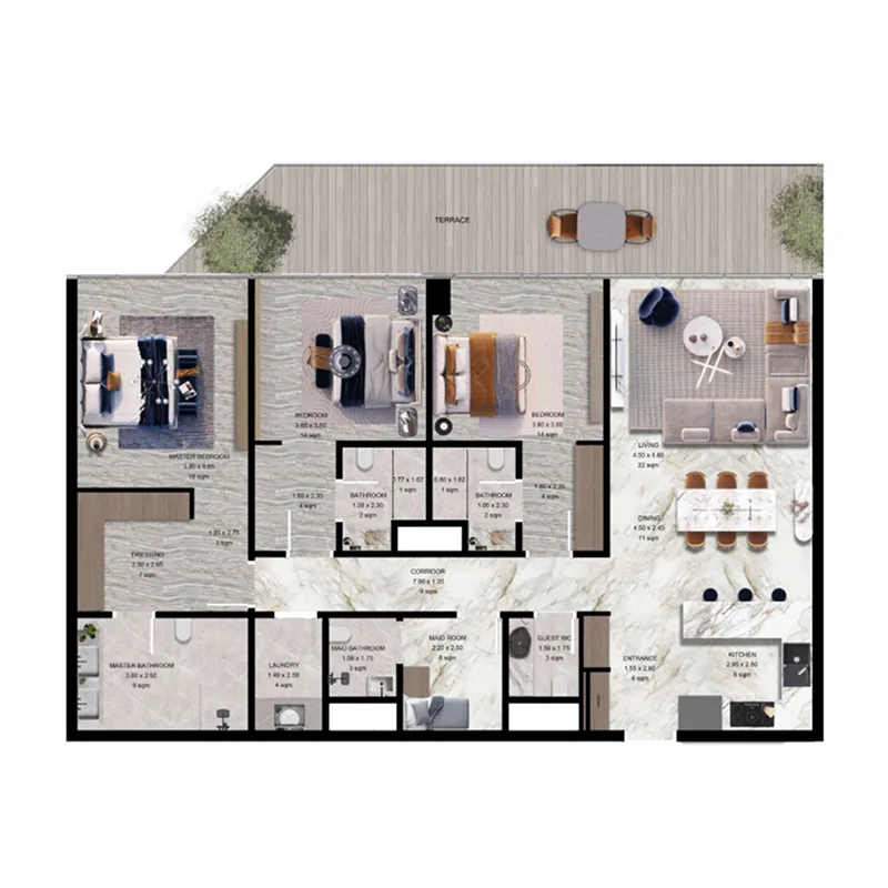 Jacob and Co Beachfront Living 3 bed floor plan, 2,142 – 2,648 sqft