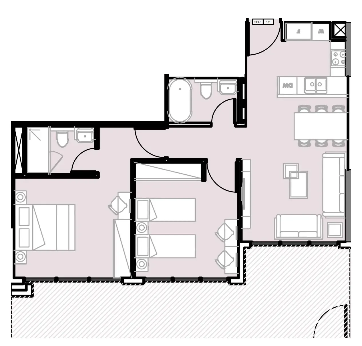 Verdana III 2 bed floor plan, 1,054 sqft
