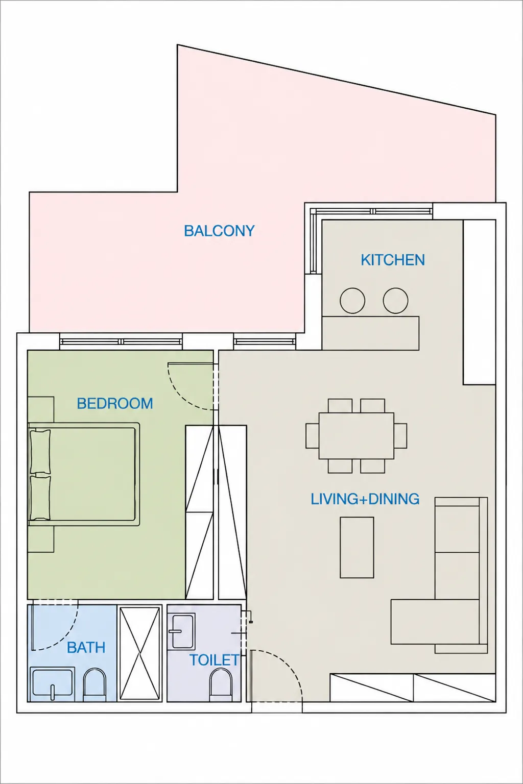 Uptown Muscat 1 bed floor plan, 1,066 – 1,189 sqft