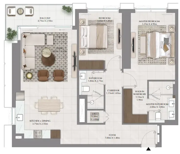 Lyvia By Palace 2 bed floor plan, 1,206 sqft