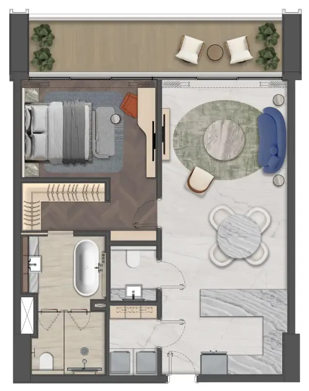 Mas Barsha Residency 1 bed floor plan, 1,022 sqft