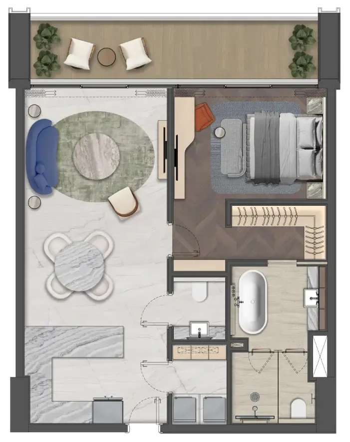 Mas Barsha Residency 1 bed floor plan, 1,022 sqft