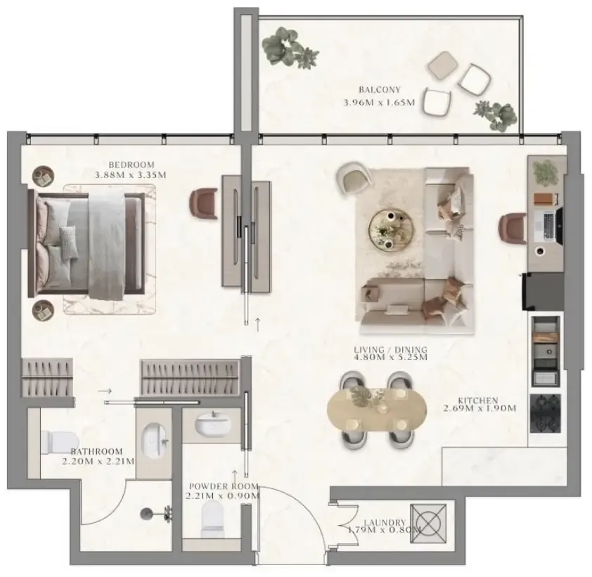 The Collection at Taiyo 1 bed floor plan, 640 – 646 sqft