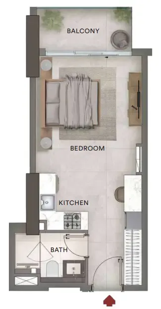 Urban - Park Residences Studio floor plan, 418 sqft