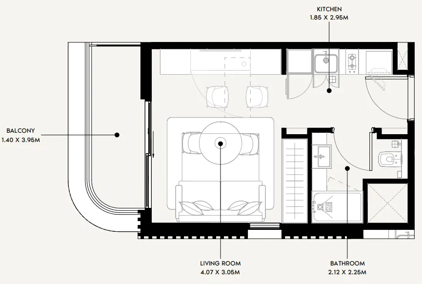 Azizi Sakandar Studio floor plan, 324 – 327 sqft