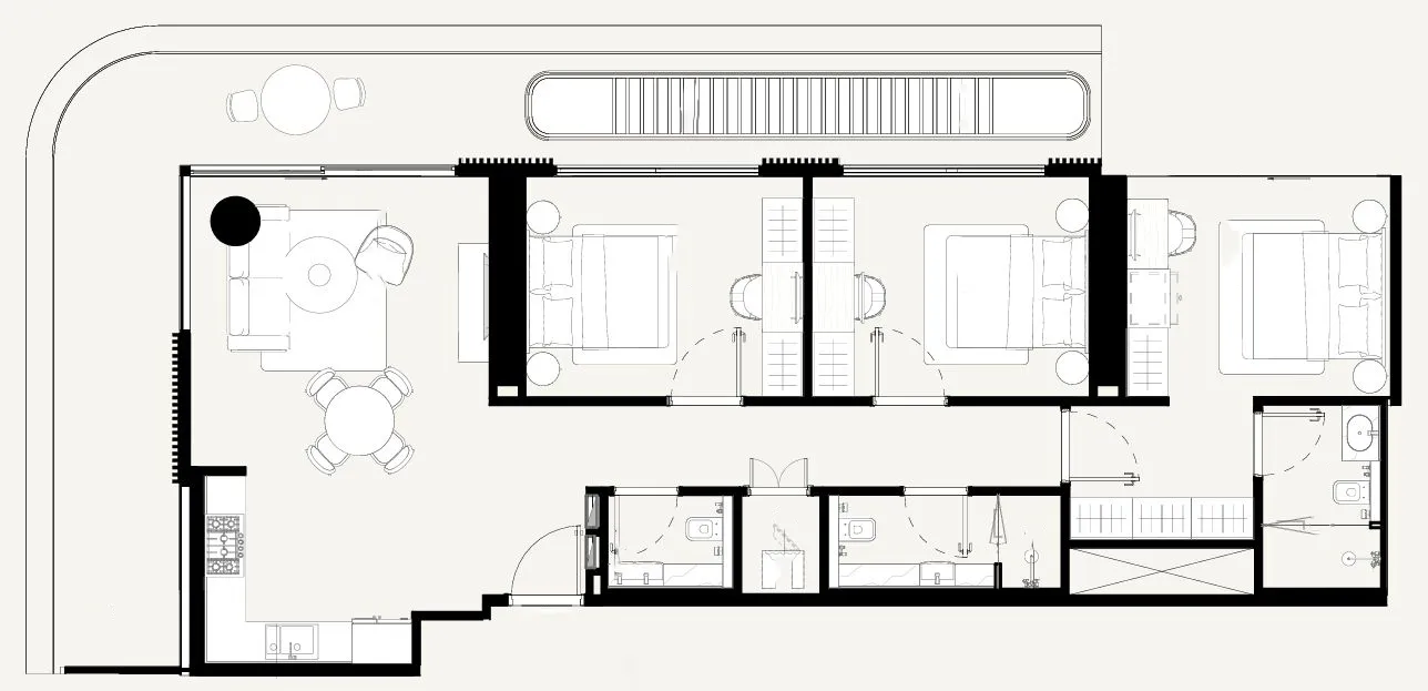 Azizi Abraham 3 bed floor plan, 1,566 sqft