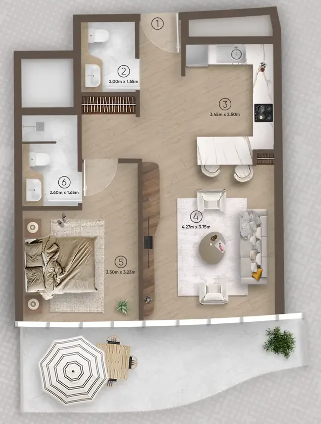 Azure by Lapis 1 bed floor plan, 794 – 806 sqft