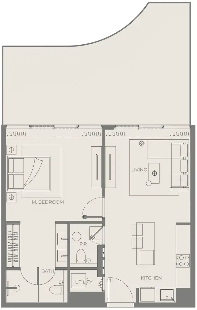 Bond Enclave 1 bed floor plan, 928 sqft