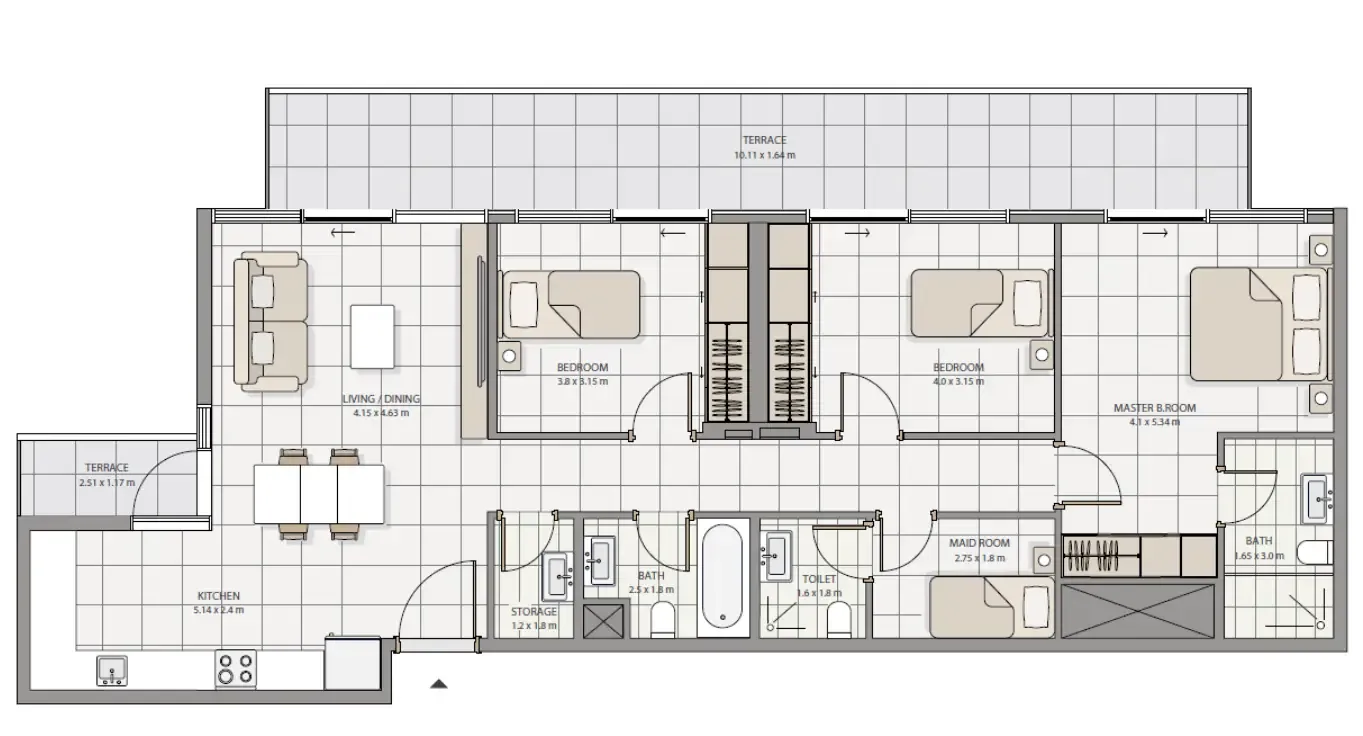 The Icon Tower 3 bed floor plan, 1,747 sqft