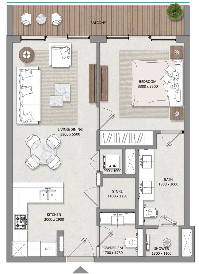 Mayfair Nexus 1 bed floor plan, 854 sqft