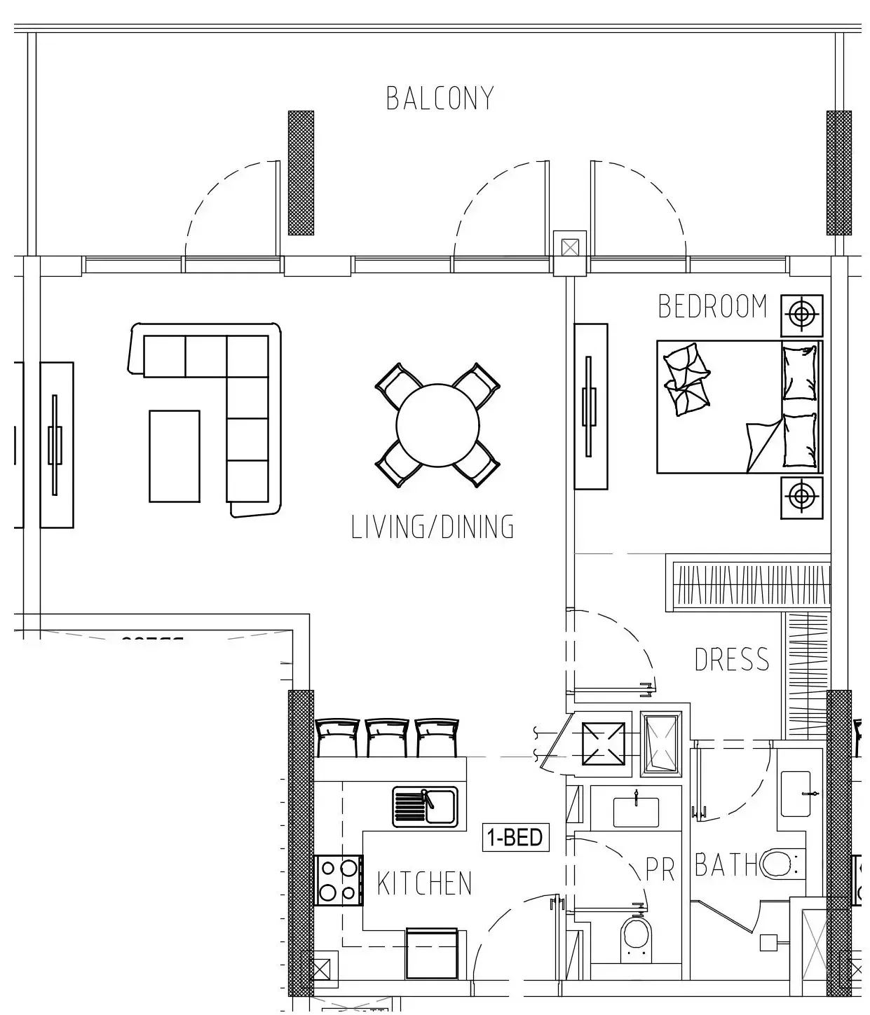 Damac Riverside Views 1 bed floor plan, 1,047 sqft