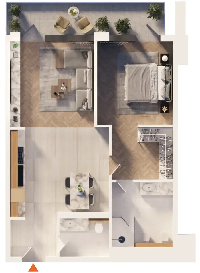 The Orchard Place Towers D & E 1 bed floor plan, 789 sqft