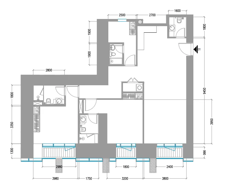 Tiger Sky Tower 2 bed floor plan, 1,481 sqft