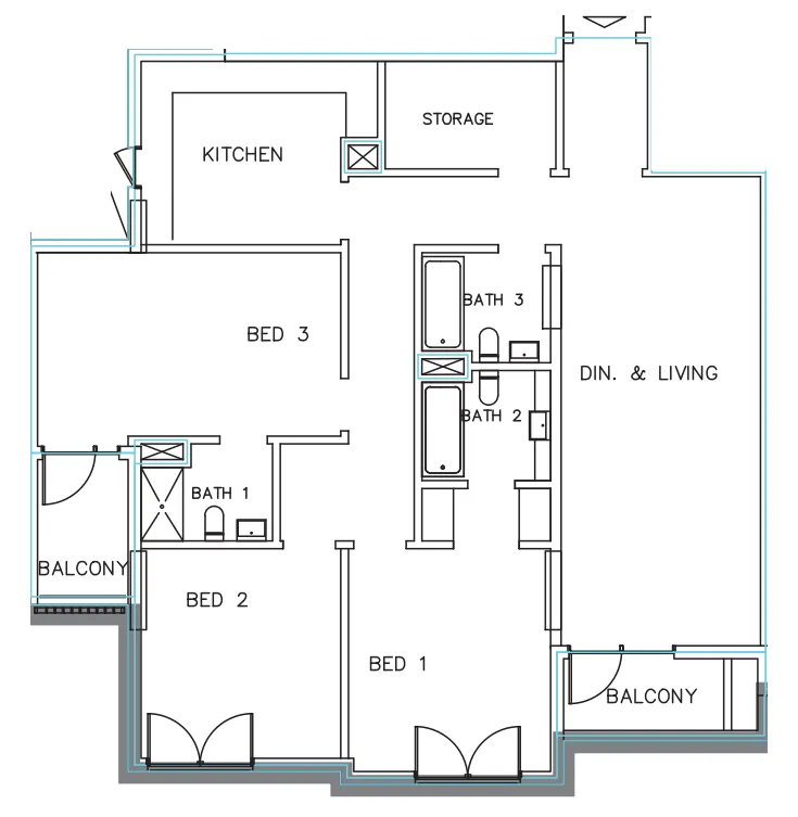 Janayen Avenue 3 bed floor plan, 1,824 sqft