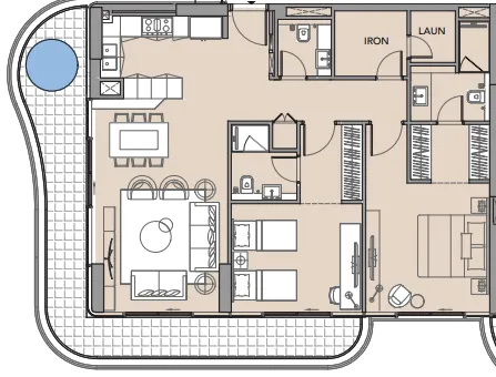 Beach Walk 4 2 bed floor plan, 1,367 sqft