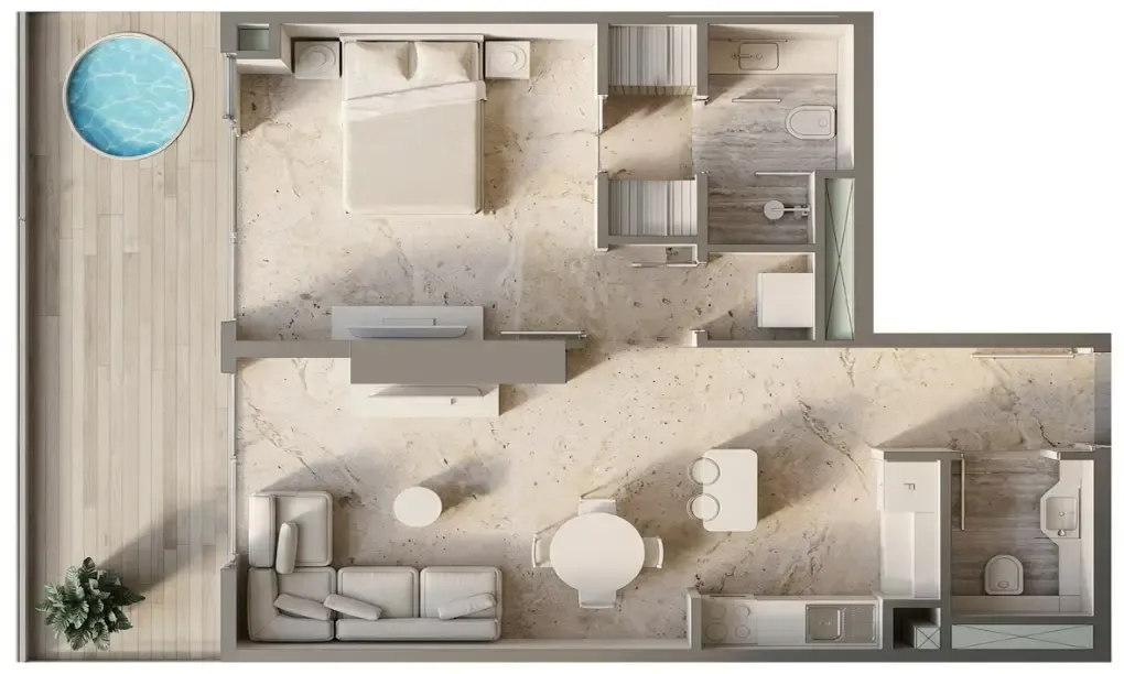 Sky Line by Peace Homes 1 bed floor plan, 986 sqft