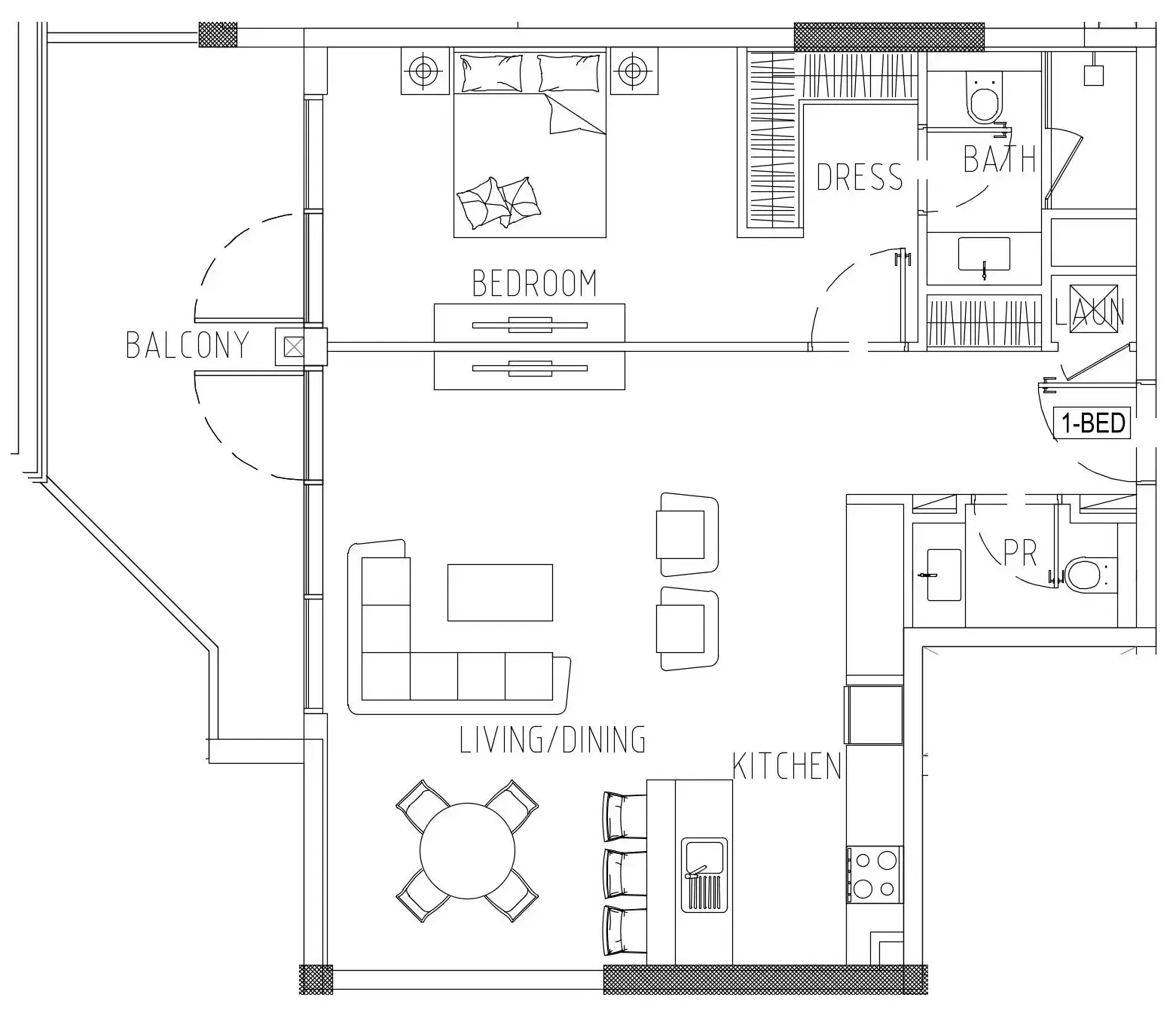 Damac Riverside Views 1 bed floor plan, 1,025 sqft